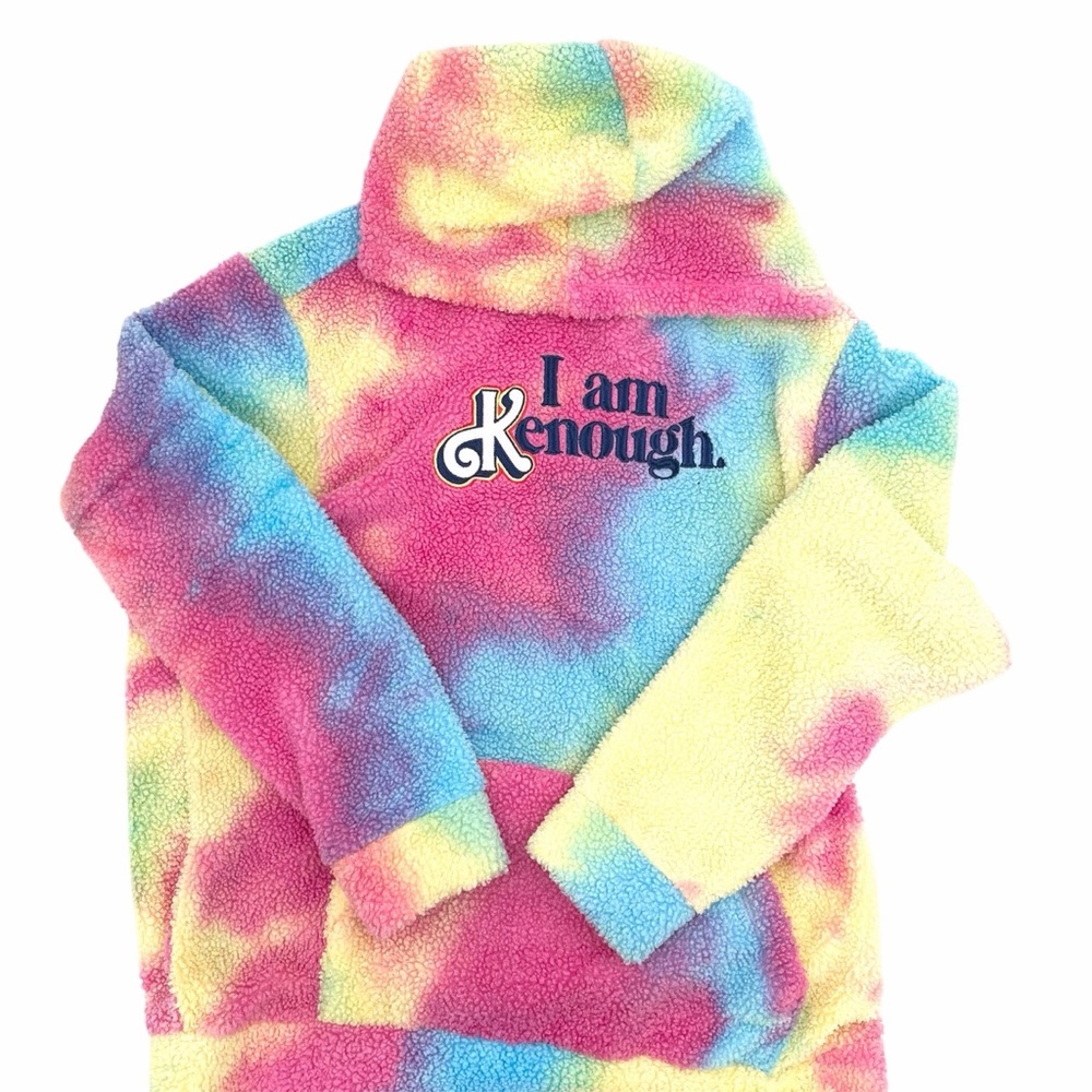 Barbie Movie I Am Kenough Fleece Ken Ryan Gosling Tie Dye Pullover Hoodie - Picture 3 of 5